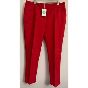 NWT Boden Bold Red Ankle Pants 12 Tall Flat Front Cotton/Poly